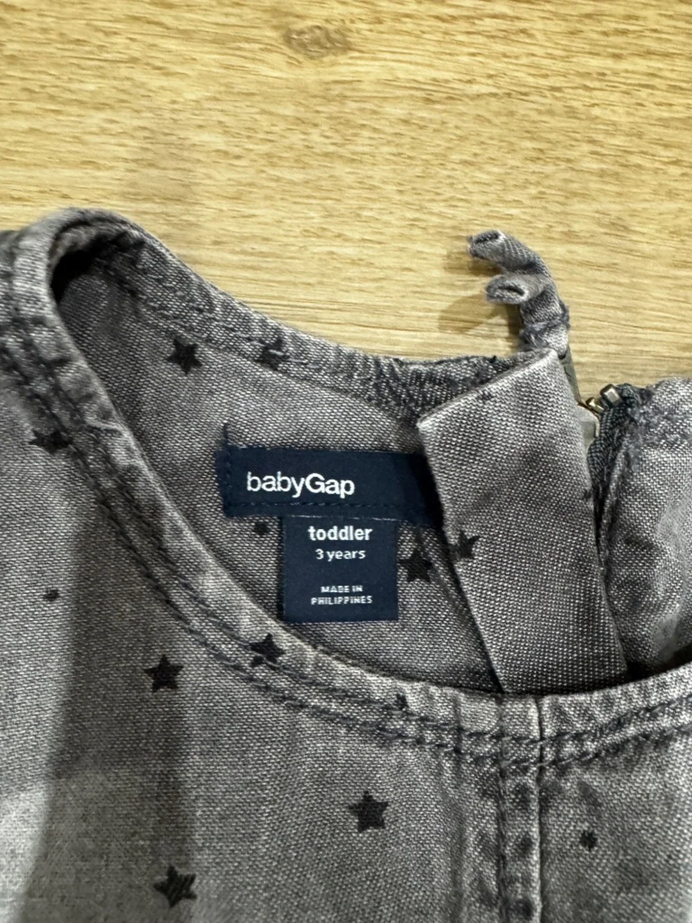 Baby Gap Toddler Girls 3T Gray Chambray Star Print Sleeveless Dress